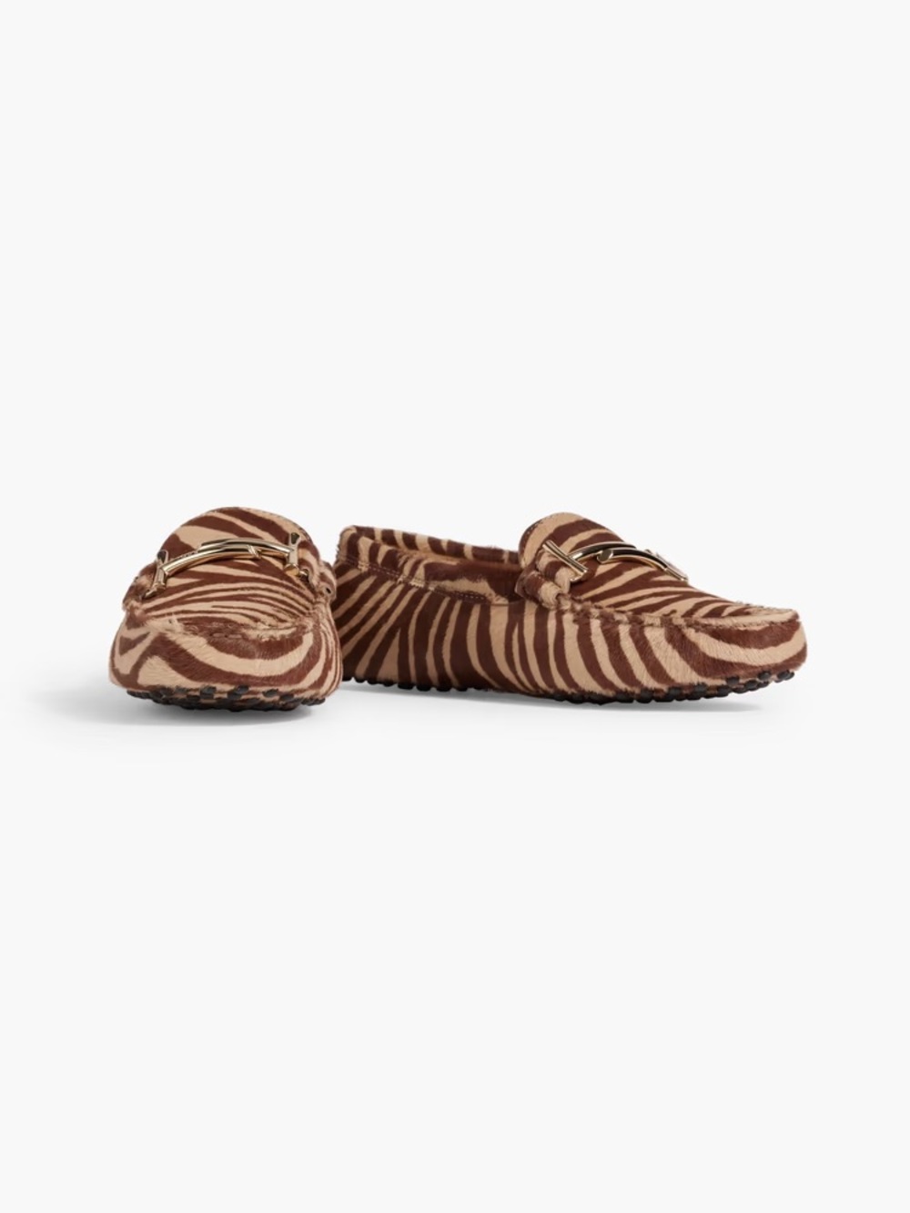 TOD'S Double T zebra-print calf-hair loafers Animal Print size 35 MSRP $795